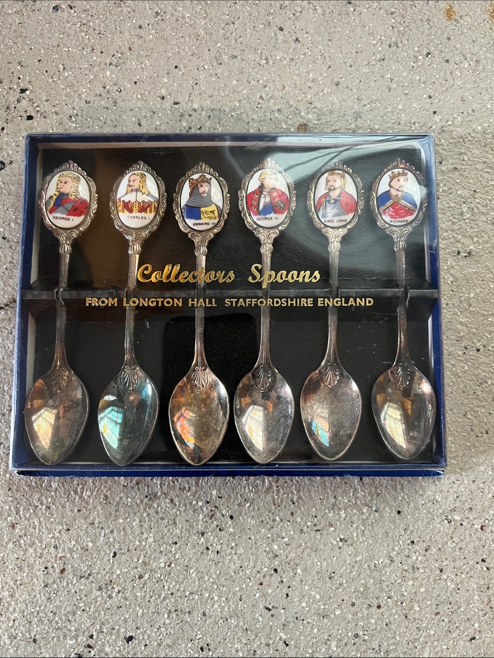 Collectors Spoons Set - Silver Tone with Multicolor Enamel Portraits